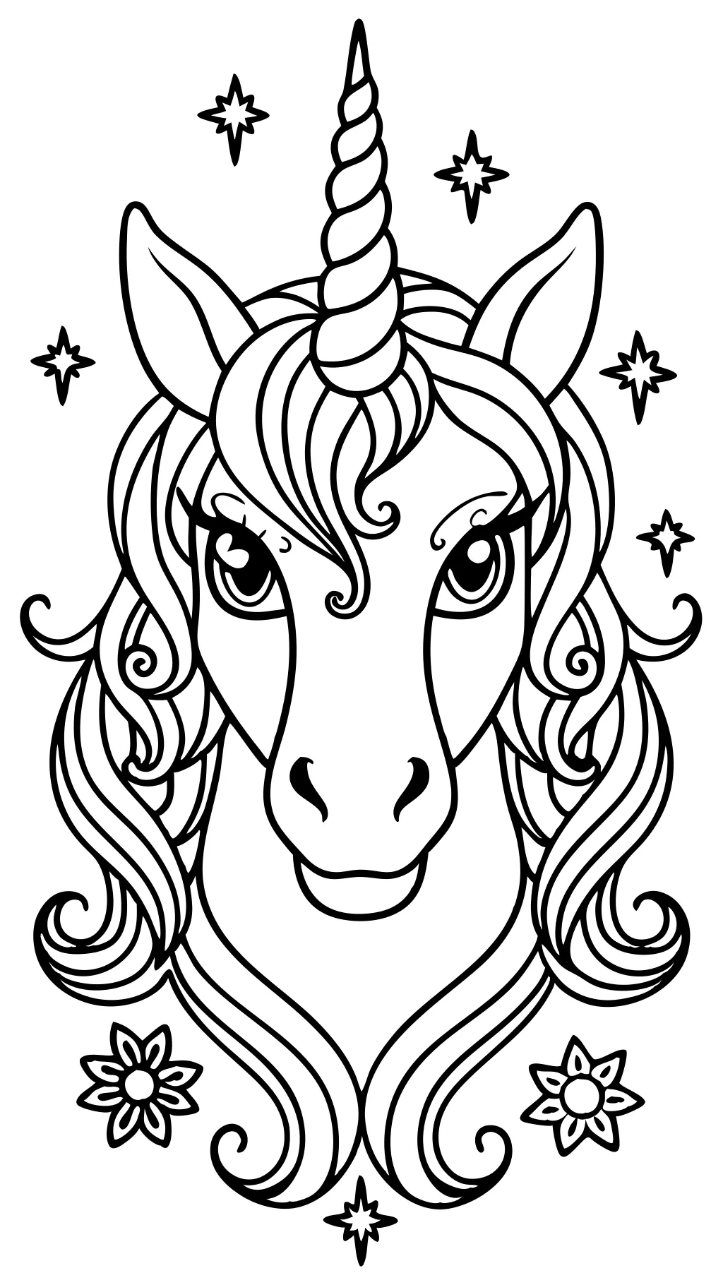 coloriages de tête de licorne